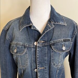 Sisley Blue Denim Button Front Jacket Small Y2K Italy